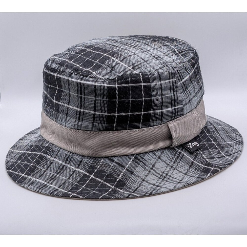 LRG Lifted Research Group Reversible Bucket Hat Plaid Black Gray Hip Hop Street